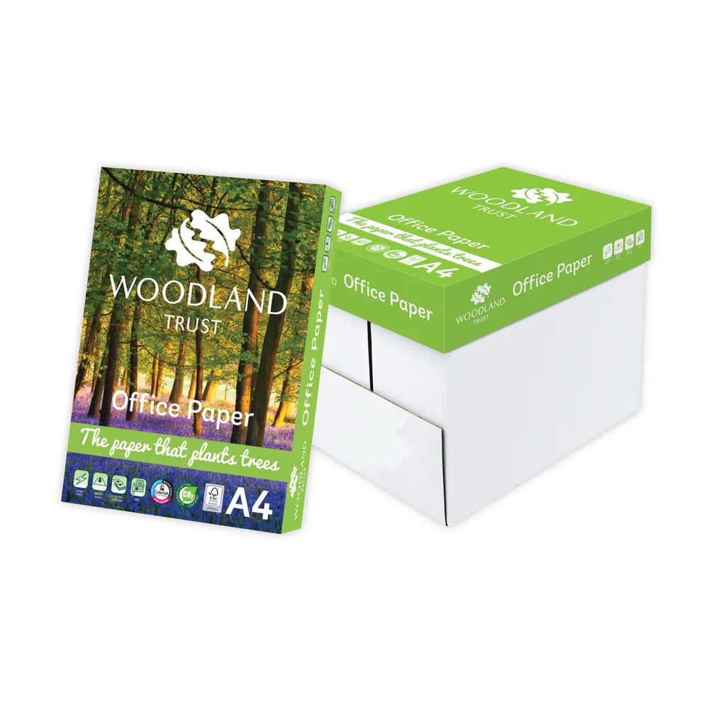 Woodland Trust A4 Laser Printer Paper - White - 5 Reams / 2500 Sheets per box